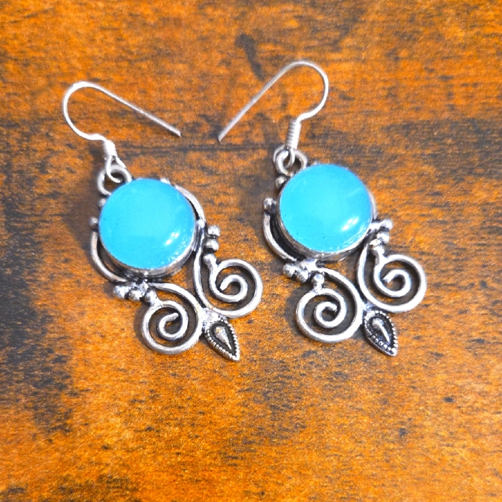 Silver Plated Chalcedony Earrings